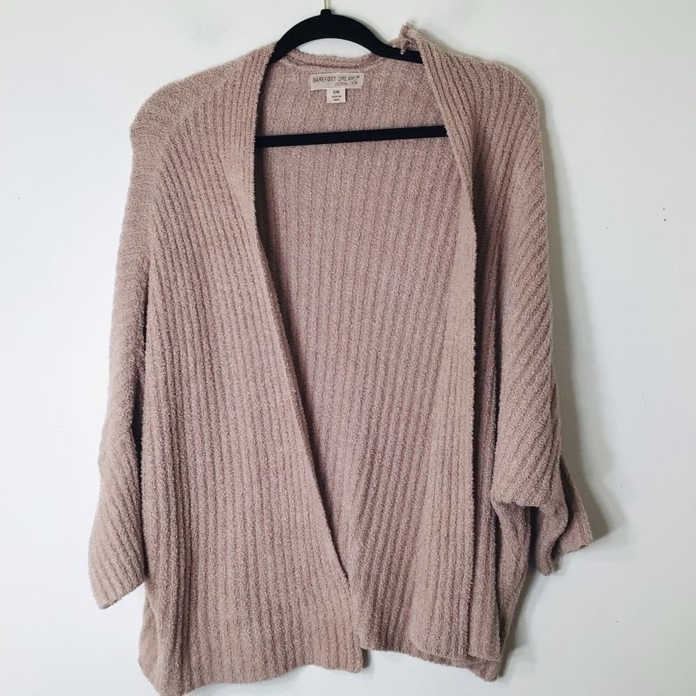 Barefoot Dreams cardigan sweater small pink knit cozy